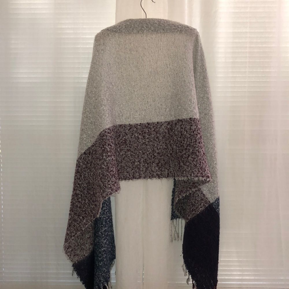 Large Fringe Knit Tasseled Color-block Scarf Wrap